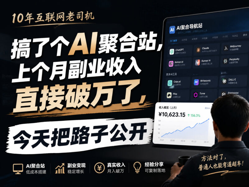 搞了个AI聚合站，上个月副业收入直接破万了，今天把路子公开-AI变现网-让一部分人通过AI实现变现💰