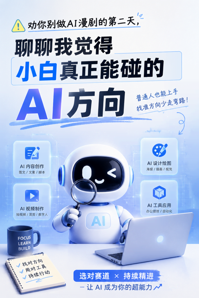 劝你别做AI漫剧的第二天，聊聊我觉得小白真正能碰的AI方向-AI变现网-让一部分人通过AI实现变现💰